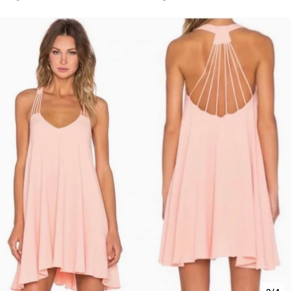 Lucy Paris Strappy racerback Coral Spaghetti strap swing mini dress size small